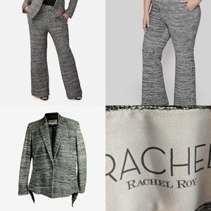 Rachel Zoe - plus size marled tweed women's Knit Blazer /boot cut slacks set.